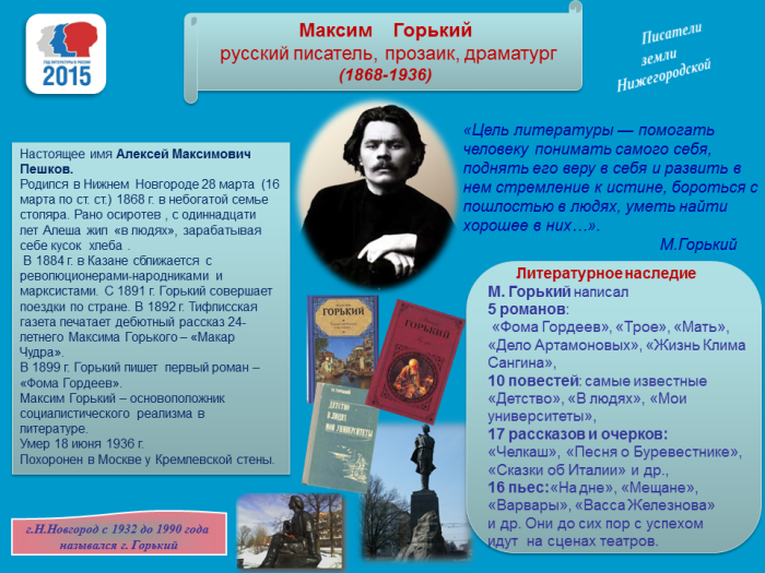 Литературный круиз «Писатели Земли Нижегородской»